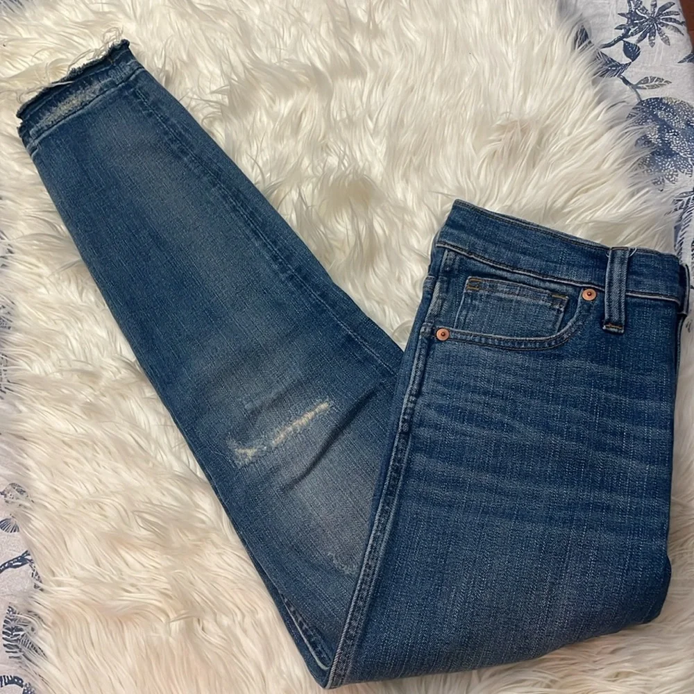 MADEWELL RAW HEM DISTRESSED 9” High-Rise Skinny Jean Size 27 - Picture 5 of 10